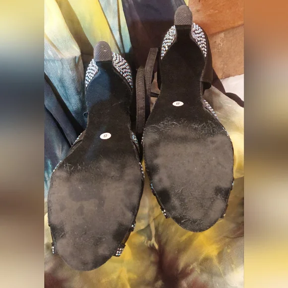 Chic Black Rhinestone Women's Heels - Picture 4 of 5